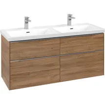 Villeroy & Boch Waschbeckenunterschrank 4 Auszüge 127,2 x 57,9 x 46,2 cm Kansas Oak / Aluminium glänzend