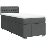 vidaXL Boxspringbett mit Matratze Dunkelgrau 100x200 cm Stoff