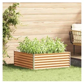 vidaXL Garten-Hochbeet verzinkter Stahl rechteckig 98 x 100 x 36 cm Hellbraun