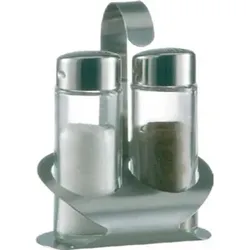 APS 5x Menage Salz/Pfeffer TREND LINE, aus Glas, Oberteil Kunststoff verchromt,