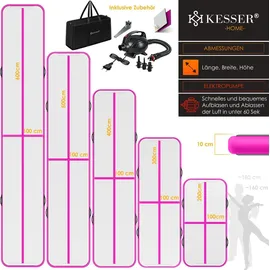 Kesser KESSER® Turnmatte Aufblasbar Airtrack 2m/3m/4m/5m/6m Fitness-Matte Gymnastikmatte inkl. Tragetasche | elektr. Luftpumpe Yogamatte, Tumbling Matten, Trainingsmatte, Turn- & Fitness