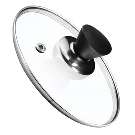 Kadax Topfdeckel "Taranto", Universaldeckel aus Glas mit Schwarzmatt griff, 16 cm