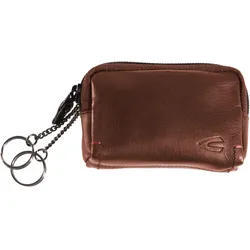 Schlüsseltasche CAMEL ACTIVE "Salamanca", braun, Leder, clean, unifarben mit Farbeinsatz, gepflegt, klassisch, Kleinlederwaren, aus hochwertigem Rindsleder mit kontrastreichem Handstich-Detail