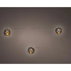 Lumineo LED Solar Lichterkette Kugeln Flammeneffekt 1,75m Kunststoff Warmweiß