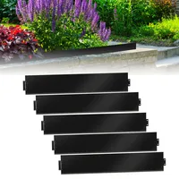 Cecaylie Rasenkante Metall Beetumrandungen Rasenkante Verzinkt Blumenbeet Umrandung Rasenkantenblech Mähkante Metall Palisade, Schwarz (Länge 15m - Höhe 15cm)