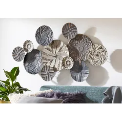 Wanddekoobjekt HOME AFFAIRE "Caritan", grau, B:110cm H:60cm T:8cm, Eisen, Wanddekoobjekte, Wanddeko, Wanddekoration, aus Metall, Used-Optik, Wohnzimmer