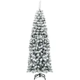 Costway Bleistift Weihnachtsbaum mit Schnee Grün 180 cm