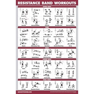 QUICKFIT Widerstandsbänder-Übungsposter –für Fitnessraum, doppelseitig, laminiert, 45,7 x 68,6 cm, laminiert, 18in x 27in