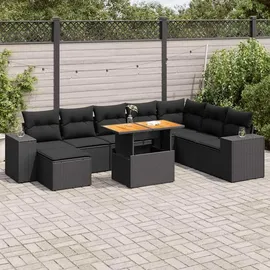 vidaXL Garten-Lounge-Set 9-tlg. schwarz