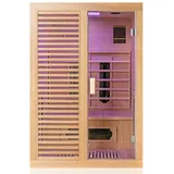 Dewello HAMLIN 130cm x 105cm für 1-2 Personen aus Hemlock Holz mit 5 Keramikstrahlern, Karbon Bodenstrahler, Farblicht