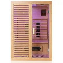 Dewello HAMLIN 130cm x 105cm für 1-2 Personen aus Hemlock Holz mit 5 Keramikstrahlern, Karbon Bodenstrahler, Farblicht