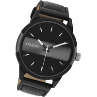 OOZOO Quarzuhr Oozoo Herren Armbanduhr Timepieces, (Analoguhr), Herrenuhr Lederarmband schwarz, rundes Gehäuse, extra groß (ca. 48mm) schwarz