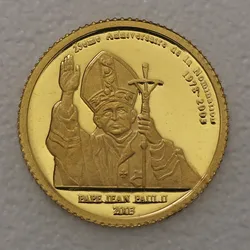 Goldmünze 1/25oz Papst Johannes Paul II. 2003 25. Jahrestag der Ernennung (Kongo)