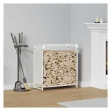 vidaXL Kaminholzregal Kaltgewalzter Stahl 60 x 28 x 65 cm Weiß
