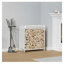 vidaXL Kaminholzregal Kaltgewalzter Stahl 60 x 28 x 65 cm Weiß