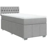 vidaXL Boxspringbett mit Matratze Hellgrau 100x200 cm Stoff