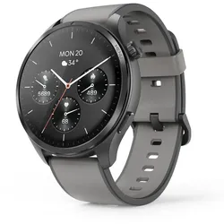 Smartwatch HAMA "Smartwatch m. GPS (1,43", Musikspeicher, Telefonfunktion, wasserdicht)", grau, Smartwatches, Sprachassistent, GPS, IP68, Herzfrequenz, Kalorien, Schlafanalyse