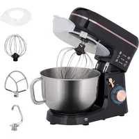 Standmixer Küchenmaschine Rührgerät 6 Stufen 5.5l Edelstahlschüssel Teigknete Knetmaschine Mit Rührbesen Schwarz