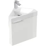 Posseik Eckbadmöbel Delta Slimline für Gäste-WC SoftClose Weiß Hochglanz