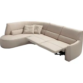 Egoitaliano Ecksofa "Puffy, extravagant & edel, Retro Designsofa, hoher Sitzkomfort, L-Form", grau (stone), B:330cm H:88cm T:205cm, Leder »BULL« (echtes Rindsleder). Geschliffenes, pigmentiertes und behandeltes Rindsleder mit einer Dicke von 1, 3-1, 5 mm.