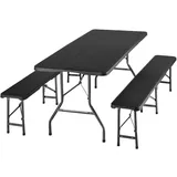 Tectake Campingtischgarnitur Beistelltisch 180 x 72 x 72 cm Schwarz