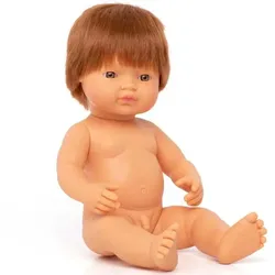 miniland dolls Babypuppe europäischer Junge ohne Kleidung, rothaarig