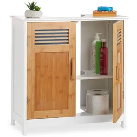 Relaxdays Waschbeckenunterschrank 60 x 60 x 30 cm Natur/Weiß