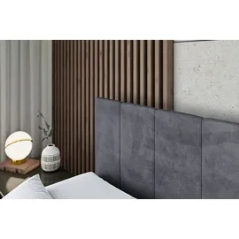 altdecor Boxspringbett mit Fußteil, H3 Matratze und Topper - 160x200 cm - MOETI-Z - Dunkelgrau Samt - Polsterbett mit Bettkasten und Lattenrost, B... - Dunkelgrau