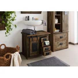 MASSIVMOEBEL24.DE Massivmoebel24 | Waschbeckenunterschrank Mango 70x40x60 braun lackiert RAILWAY #482