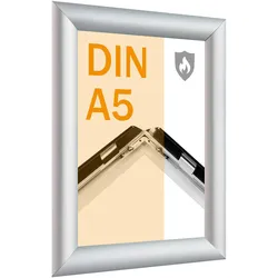 Brandschutzrahmen A5 mit B1-Zertifizierung  silber, Aluminium