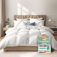 Beautissu Ganzjahresdecke Federbettdecke 135x200 cm mit 100% Daunen & Federn – Made in Germany – Oeko-Tex, Downpass & Nomite Zertifiziert – 100 % Baumwollbezug Daunendecke 135x200 Waschbar – GF