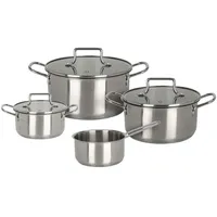 Excellent Houseware 7-teiliges Kochtopfset, Pfanne + Kochtopf, Silber