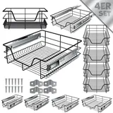 KESSER® Teleskopschublade 30-60cm Schrankbreite verchromt aus Edelstahl Schubladeneinsatz für Küchenschrank Korbauszug Schrankauszug
