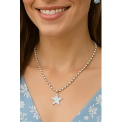 Kette mit Anhänger "Starlina", Damen, Gr. one size, Glas, weiß, COLLEZIONE ALESSANDRO, Basic, Halsketten, zierliche Kette mit Stern