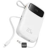 Baseus Qpow2 Dual-Cable Digital Display Fast Charge Power Bank 10000mAh 22.5W Stellar White, 10000 mAh, Powerbank, Weiss