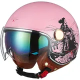 Jethelm mit Doppelvisier, Halbhelme für Motorradfahrer und Rollerfahrer, Jet-Piloten-Motorrad-Retro-Chopper-Cruiser-Vintage-Mopedhelm ·ECE Geprüft, für Männer und Frauen