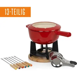Mahlzeit 13-teiliges Gusseisen Fondue Set für 6 Personen, 2 L, emailliert, mit Brenner und Gabeln - Mahlzeit
