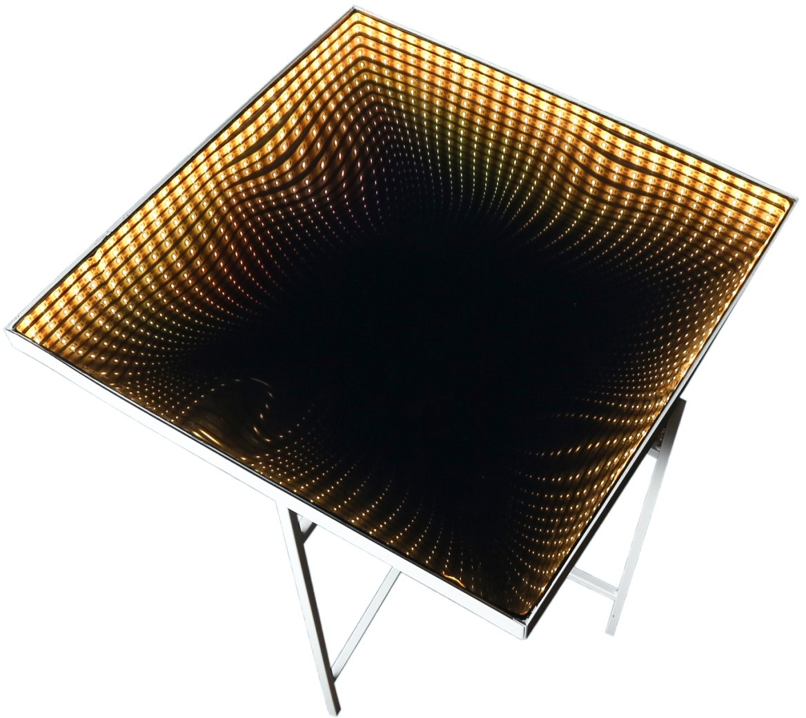 LED Tisch WARP - eckig - Endlos Optik - Infinity Spiegeltisch mit LED - L: 47,5cm - Batterie - Timer