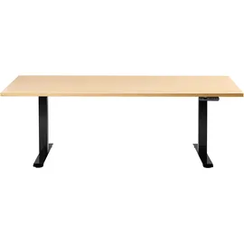 Beliani Schreibtisch Elektrisch höhenverstellbar DESTINES Schwarz / Hellbraun 180 cm 72 cm