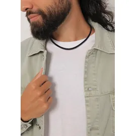 KUZZOI Herren Lederkette Geflochten Schwarz 925 Silber