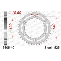 AFAM Kettenrad Standardkrone aus Stahl 16605 - 525