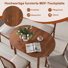 Costway Esstisch, Esszimmertisch Holz für 2-4 Personen, Küchentisch mit 4 Gummibaumholzbeinen, Holztisch, Walnuss