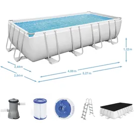 BESTWAY Power Steel Frame Pool Set 488 x 244 x 122 cm inkl. Filterpumpe