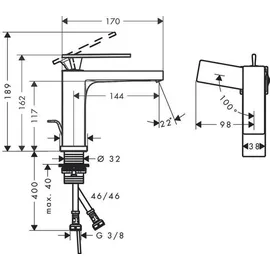 Hansgrohe Tecturis E Waschtischarmatur 73014670 110