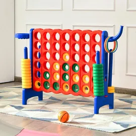 Costway Riesiges 4 Gewinnt Spielset mit Basketballkorb und Wurfspiel