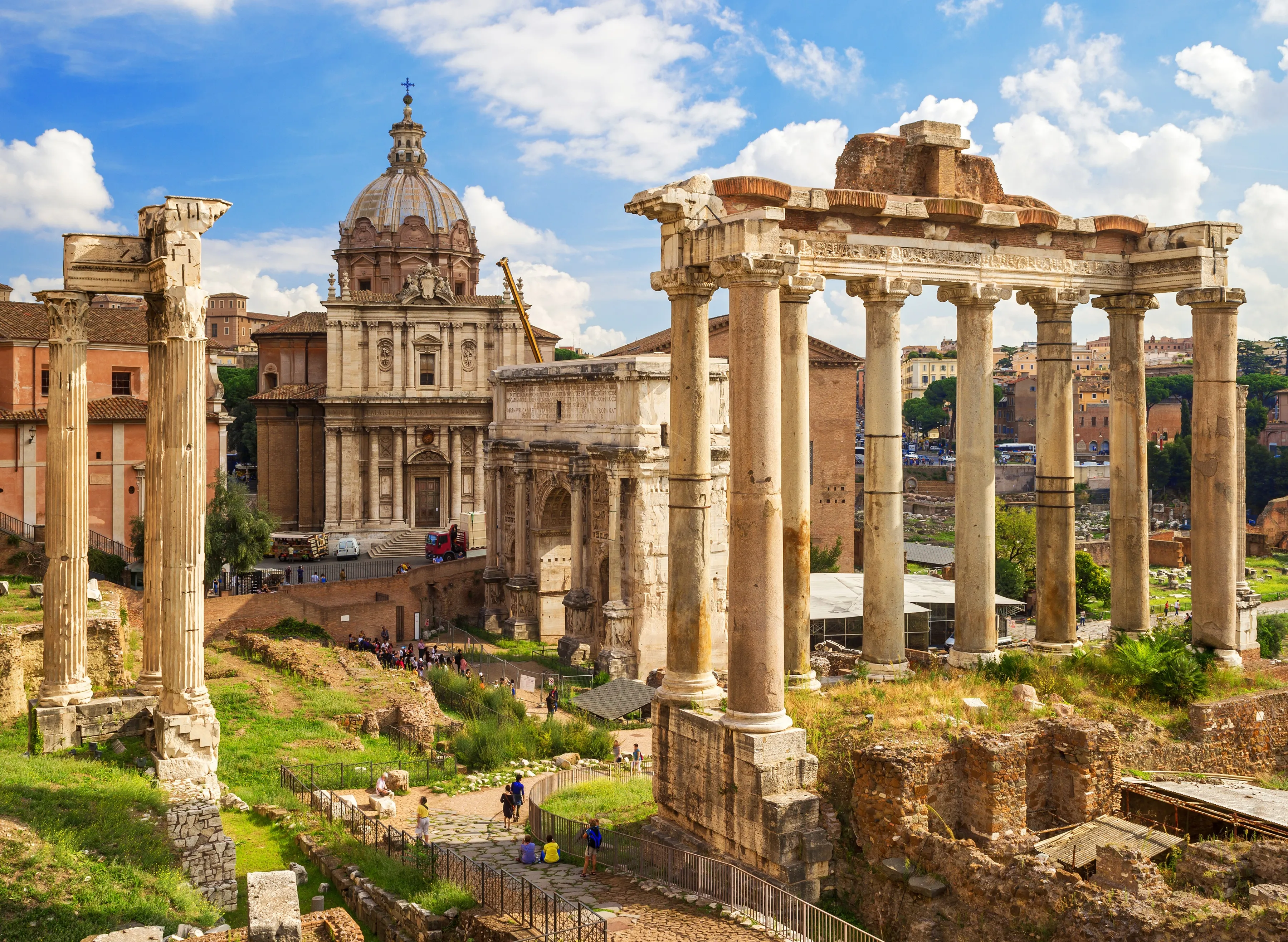 PAPERMOON Fototapete "Roman Forum Rome" Tapeten Gr. B/L: 3,5 m x 2,6 m, Bahnen: 7 St., bunt (mehrfarbig) Fototapeten
