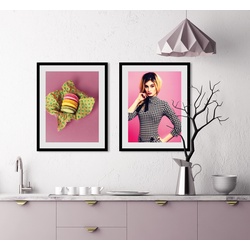 Bild QUEENCE „Macarons“ Bilder Gr. B/H: 40 cm x 50 cm, Wandbild Hochformat, 1 St., rosa Kunstdrucke
