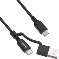 InLine 2-in-1 USB-C Kabel + USB-A Adapter, USB 2.0 100W, TPE, schwarz, 1m