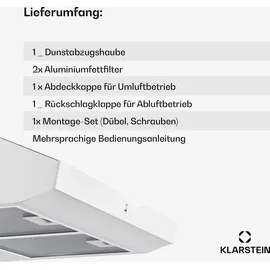 Klarstein Dunstabzugshaube 60cm, Abluft-Dunstabzugshaube, Dunstabzug mit Filter Spülmaschinenfest, LEDs & Touch-Bedienfeld, Leise Abzugshaube mit 175 m3/h Abluftleistung SenseControl integrierte Touch-Steuerung Edelstahl Acrylglasfront