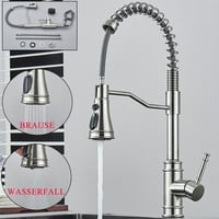Küchenarmatur Ausziehbar Brause 360° Wasserhahn Küche Wasserfall Mischbatterie